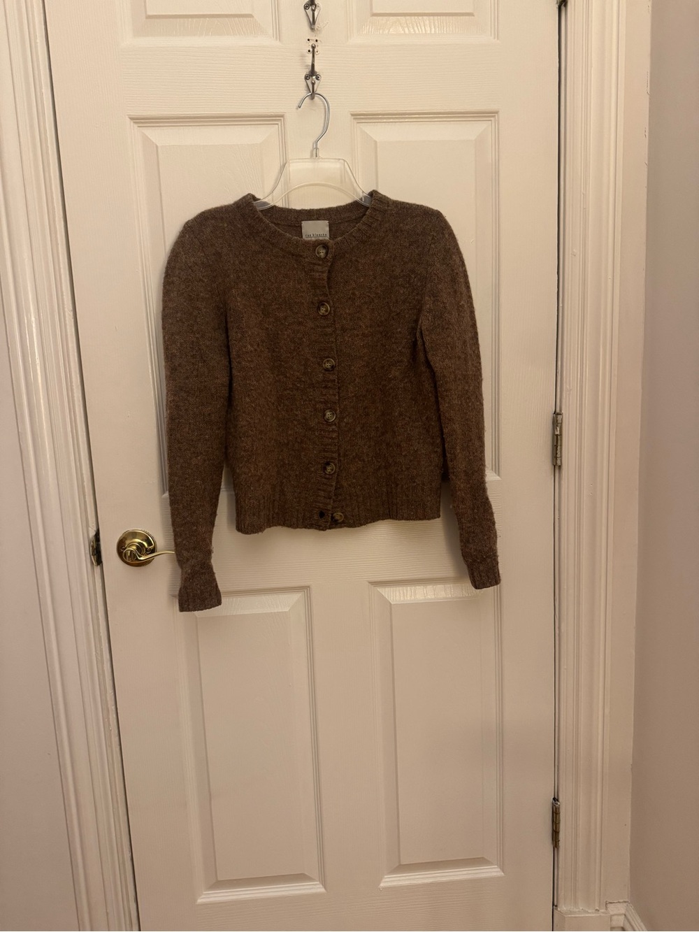 Cozy Button-Front Brown Knit Wool Cardigan